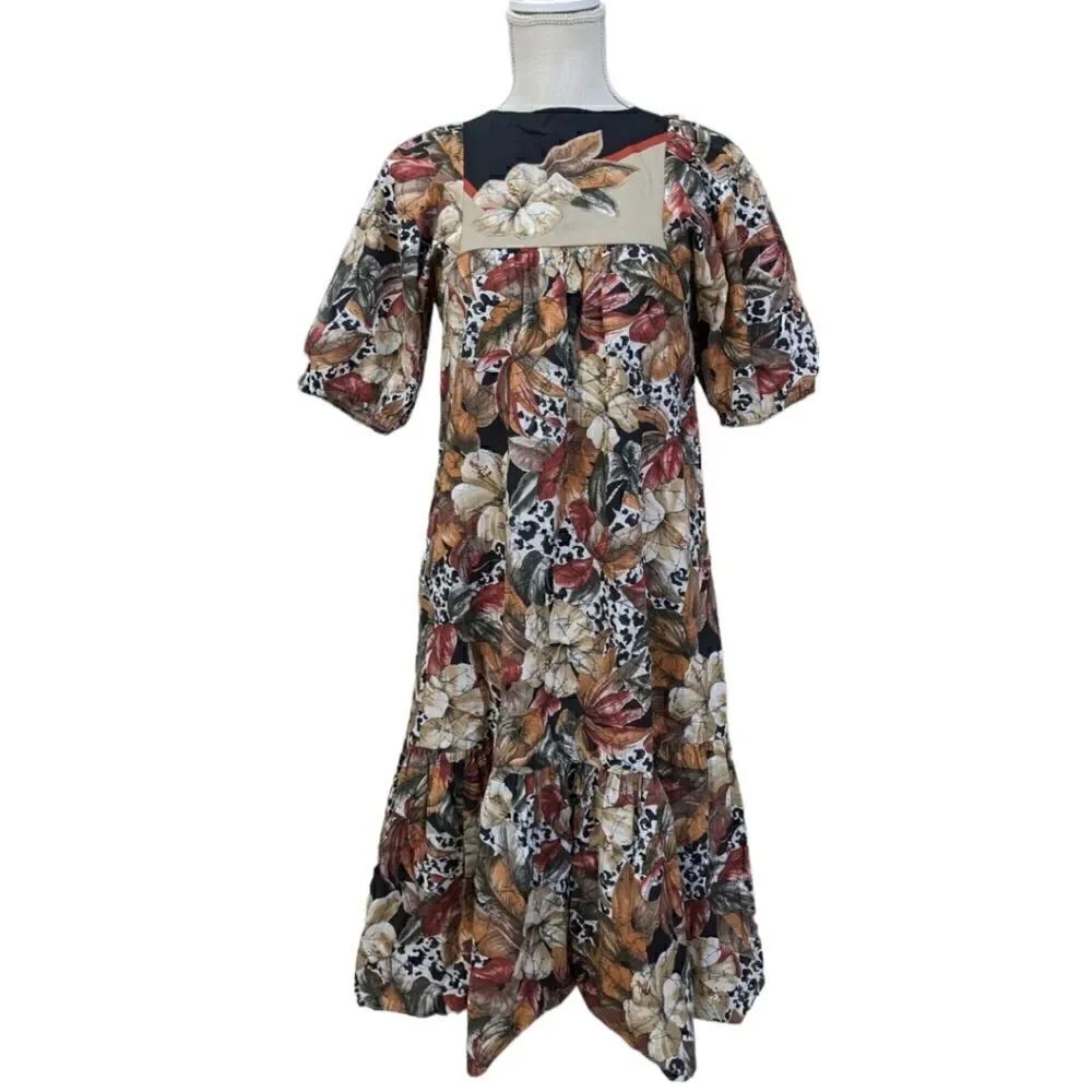 Vtg 60's-70's Liberty House Floral Print Hawaii Tropical Dress Short Sleeve Sz 6